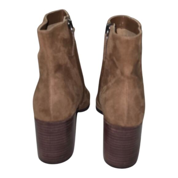 Linea Paolo Women's Sadie Suede Pointed Block Heeled Booties‎ Tan Size 10 M New - Picture 3 of 8